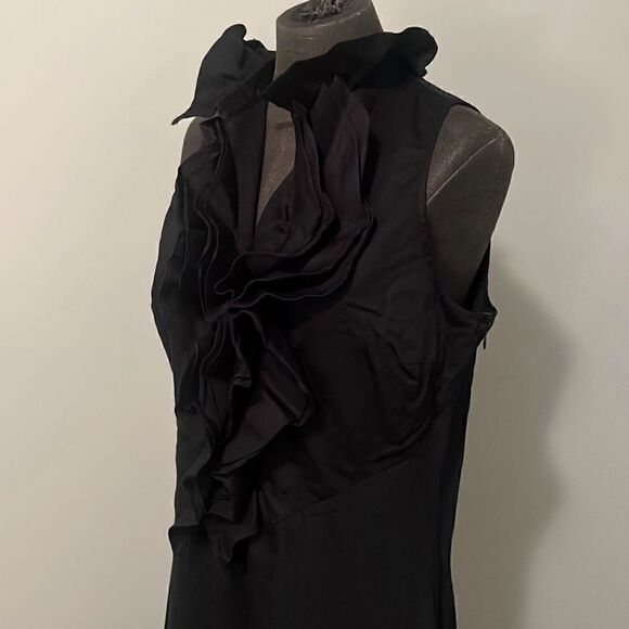 Lauren Ralph Lauren Women's Black Ruffle Pleated Sleeveless Sheath Dress Size 12 - Picture 2 of 9